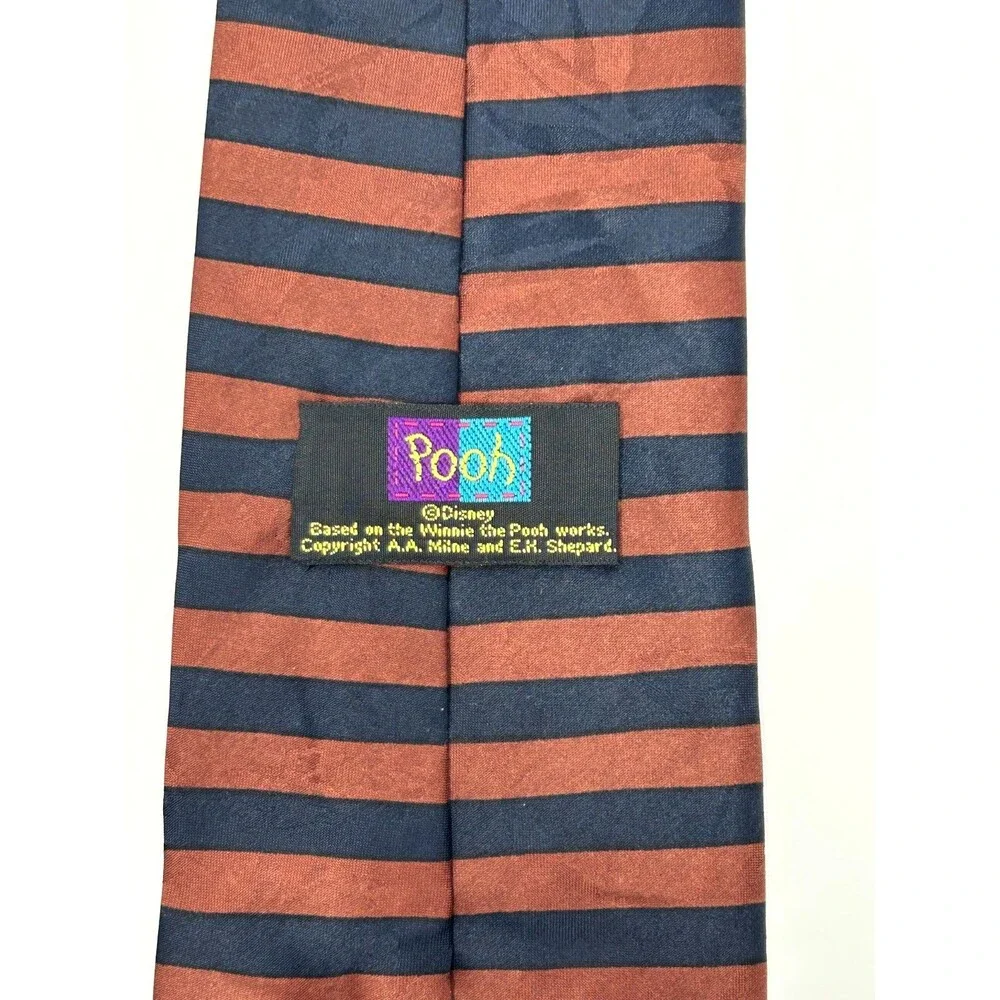 Disney Winnie the‎ Pooh Honey Pot Tie Brown & Black Striped  57.5